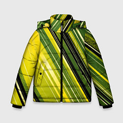 Куртка зимняя для мальчика Травяной линейный дизайн, цвет: 3D-черный