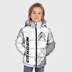 Куртка зимняя для мальчика Citroen speed на светлом фоне со следами шин: надп, цвет: 3D-черный — фото 2