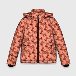 Куртка зимняя для мальчика Декоративный растительный орнамент, цвет: 3D-светло-серый