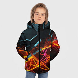 Куртка зимняя для мальчика Разломленные плитки, цвет: 3D-черный — фото 2