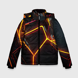 Куртка зимняя для мальчика Неон на черном фоне, цвет: 3D-красный