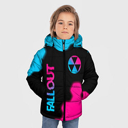 Куртка зимняя для мальчика Fallout - neon gradient: надпись, символ, цвет: 3D-черный — фото 2