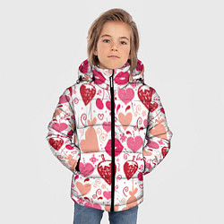 Куртка зимняя для мальчика Клубничная любовь, цвет: 3D-красный — фото 2