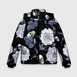 Куртка зимняя для мальчика Черепа с розами, цвет: 3D-черный