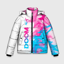Куртка зимняя для мальчика Doom neon gradient style: по-вертикали, цвет: 3D-черный