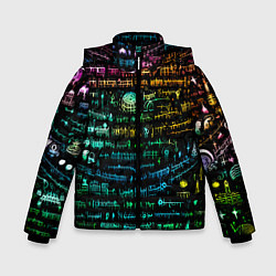 Куртка зимняя для мальчика Символы психоделика - нейронная сеть, цвет: 3D-красный