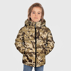 Куртка зимняя для мальчика Коричнево-желтый камуфляжный фон, цвет: 3D-светло-серый — фото 2