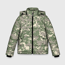 Куртка зимняя для мальчика Зелено - серый камуфляж, цвет: 3D-светло-серый