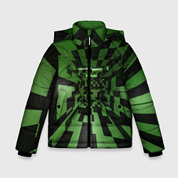 Зимняя куртка для мальчика Чёрно-зелёный геометрический коридор