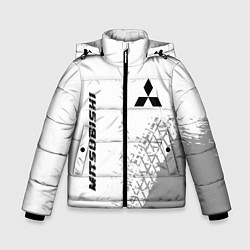 Куртка зимняя для мальчика Mitsubishi speed на светлом фоне со следами шин: н, цвет: 3D-черный
