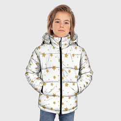 Куртка зимняя для мальчика Бежевые звездочки на белом фоне, цвет: 3D-светло-серый — фото 2