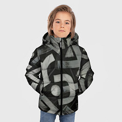 Куртка зимняя для мальчика Шрифтовые узоры, цвет: 3D-черный — фото 2