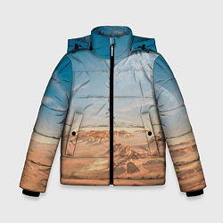 Куртка зимняя для мальчика Пустынная планета и спутник, цвет: 3D-черный