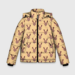 Куртка зимняя для мальчика Паттерн милые кролики, цвет: 3D-черный