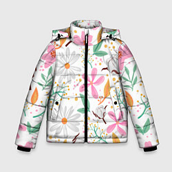 Куртка зимняя для мальчика Spring flowers, цвет: 3D-черный