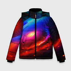 Куртка зимняя для мальчика Неоновая галактика, цвет: 3D-красный