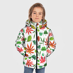 Куртка зимняя для мальчика Яркие листочки, цвет: 3D-светло-серый — фото 2