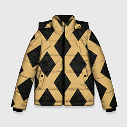 Куртка зимняя для мальчика Черно-желтый узор геометрические ромбы, цвет: 3D-черный