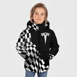 Куртка зимняя для мальчика Tesla racing flag, цвет: 3D-черный — фото 2