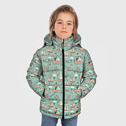Куртка зимняя для мальчика Парусники и корабли, цвет: 3D-светло-серый — фото 2