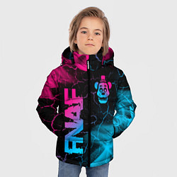 Куртка зимняя для мальчика FNAF - neon gradient: надпись, символ, цвет: 3D-черный — фото 2