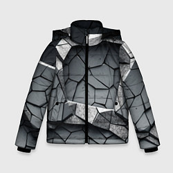 Куртка зимняя для мальчика Каменная конструкция паттерн, цвет: 3D-светло-серый