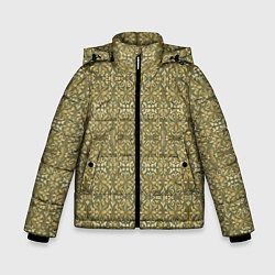 Куртка зимняя для мальчика Средневековый лиственный узор, цвет: 3D-черный
