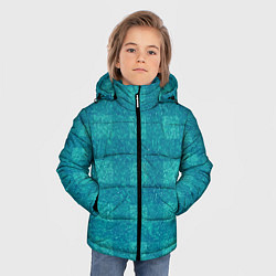 Куртка зимняя для мальчика Клетка бирюзовый, цвет: 3D-черный — фото 2