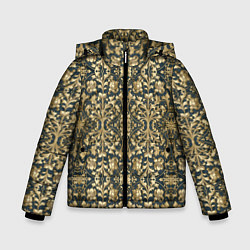 Куртка зимняя для мальчика Объемный золотой цветочный узор, цвет: 3D-черный