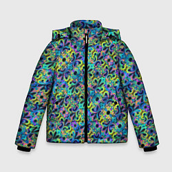 Куртка зимняя для мальчика Психоделические цветочки, цвет: 3D-черный