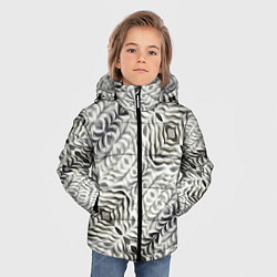 Куртка зимняя для мальчика Черно-белые складки, цвет: 3D-черный — фото 2