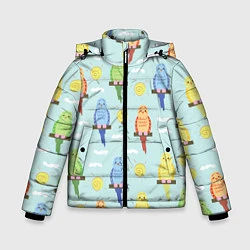 Куртка зимняя для мальчика Попугайчики, цвет: 3D-черный