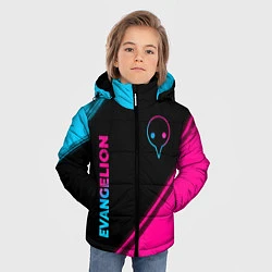 Куртка зимняя для мальчика Evangelion - neon gradient: надпись, символ, цвет: 3D-черный — фото 2