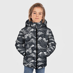 Куртка зимняя для мальчика Черно-белые волны, цвет: 3D-черный — фото 2