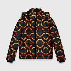 Куртка зимняя для мальчика Абстракция оранжевые узоры, цвет: 3D-черный