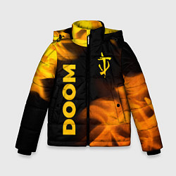 Зимняя куртка для мальчика Doom - gold gradient: надпись, символ