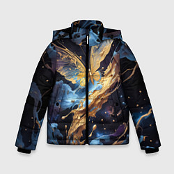 Куртка зимняя для мальчика Бабочка краски узор, цвет: 3D-черный