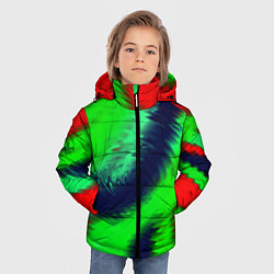 Куртка зимняя для мальчика Красно-зеленый абстрактный узор, цвет: 3D-черный — фото 2