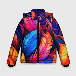 Куртка зимняя для мальчика Экзотические перья, цвет: 3D-красный