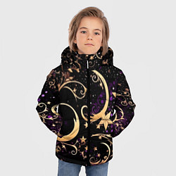 Куртка зимняя для мальчика Чёрный паттерн со звёздами и лунами, цвет: 3D-красный — фото 2