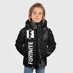 Куртка зимняя для мальчика Fortnite glitch на темном фоне: по-вертикали, цвет: 3D-черный — фото 2