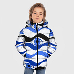 Куртка зимняя для мальчика Глазки плывущие в голубых волнах, цвет: 3D-черный — фото 2