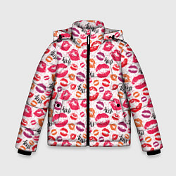 Куртка зимняя для мальчика Поцелуи - kiss, цвет: 3D-красный
