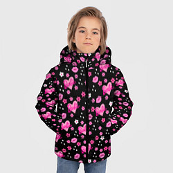 Куртка зимняя для мальчика Черный фон, барби и цветы, цвет: 3D-светло-серый — фото 2