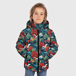 Куртка зимняя для мальчика Рисунок Ирезуми Паттерн, цвет: 3D-красный — фото 2