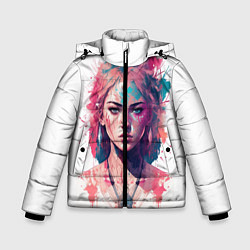 Куртка зимняя для мальчика Девушка акварельные краски, цвет: 3D-черный