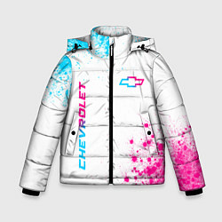 Зимняя куртка для мальчика Chevrolet neon gradient style: надпись, символ