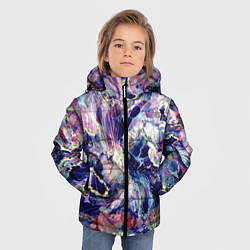 Куртка зимняя для мальчика Синий флюид, чернильные разводы с блестящими прожи, цвет: 3D-красный — фото 2