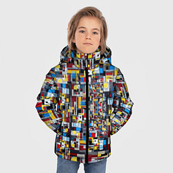 Куртка зимняя для мальчика Живопись в стиле Мондриан, цвет: 3D-черный — фото 2