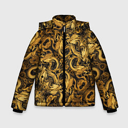 Куртка зимняя для мальчика Золотые китайские драконы, цвет: 3D-черный